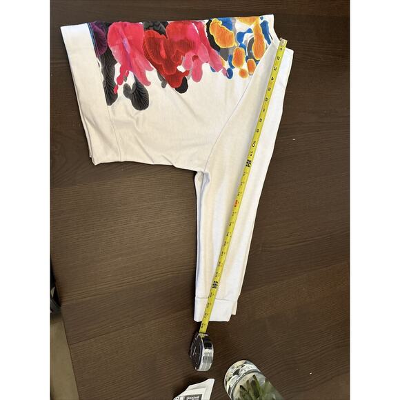 Terez Women’s Sz Large White Multicolor Inkblot Cropped Sweatshirt Athleisure - Picture 7 of 9